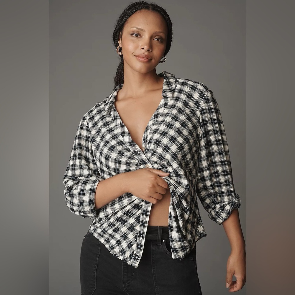 NWT Anthropologie Pilcro The Keaton Ruched Collared Blouse, Size XS - Picture 6 of 10